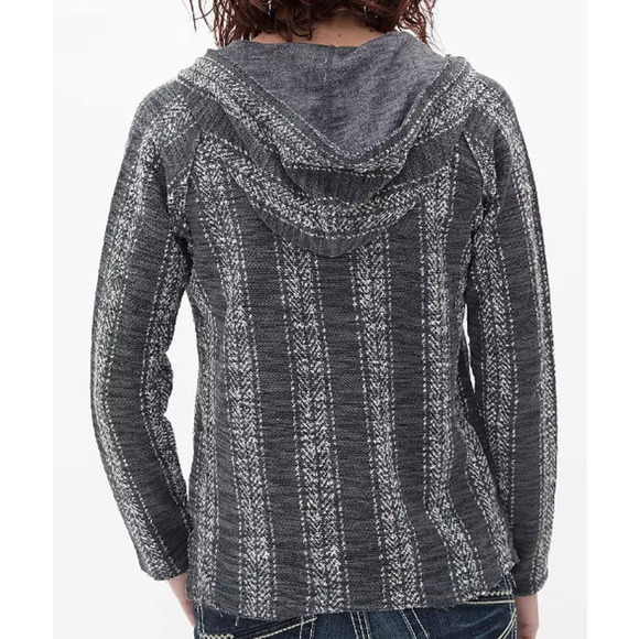 Billabong Women's Pacific Please Sweatshirt S Gray White Drawstring Hooded EUC! - Picture 2 of 7